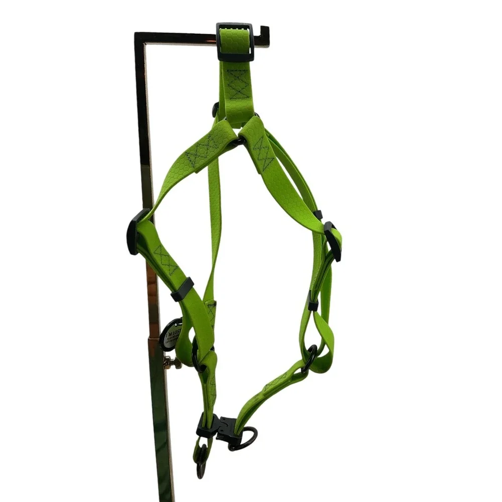 WAUDOG Waterproof Lime Green Dog Harness with‎ QR Passport Tag H-Shape Large